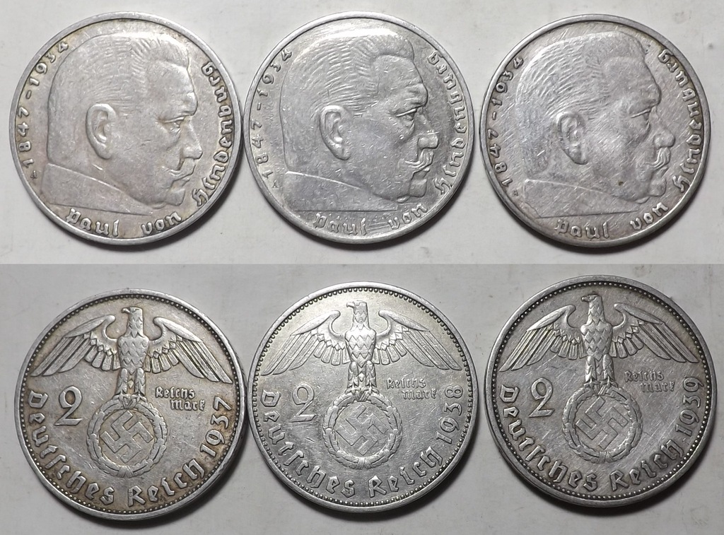 2 MARKI 1937A+1938A+1939A  NIEMCY srebro