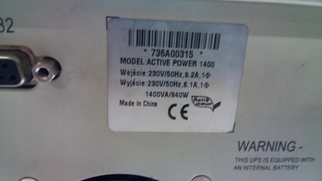 Uszkodzony UPS Lestar SE-1500