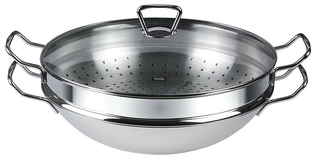 Wok Fissler Nanjing z wkładem i pokrywką 35 cm