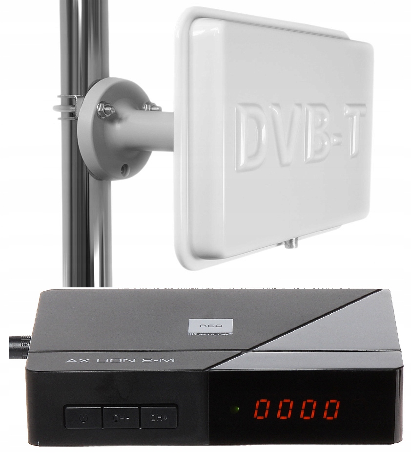 CYFROWY ZESTAW DVB-T ANTENA PANELOWA TUNER DEKODER