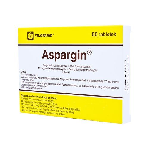 ASPARGIN 50 tabletek MAGNEZ POTAS