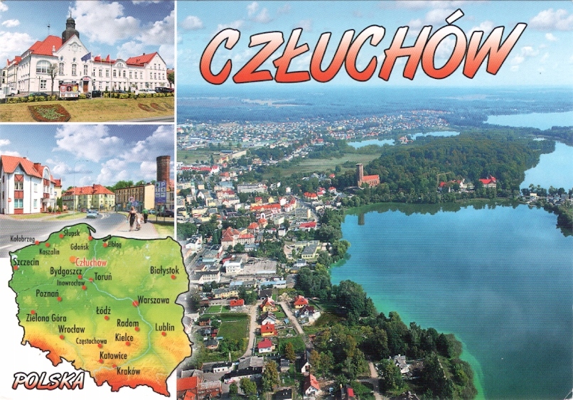 CZŁUCHÓW - MIASTO Z GÓRY + RATUSZ i MAPA - 2017R