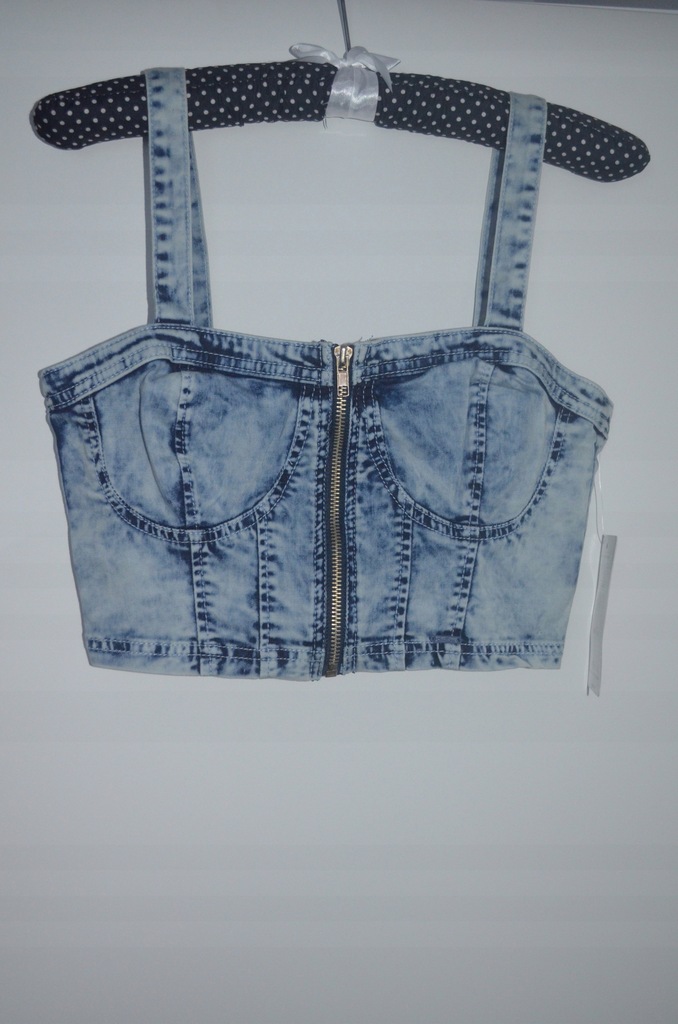 Cropp, krótki top imitujący jeans, S (36), NOWY