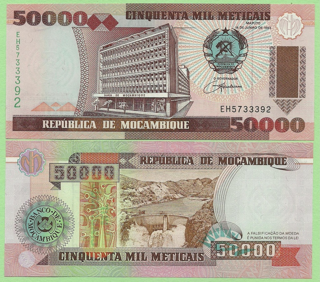 Mozambik , 50 000 Meticais 1993 , P138 , stan UNC