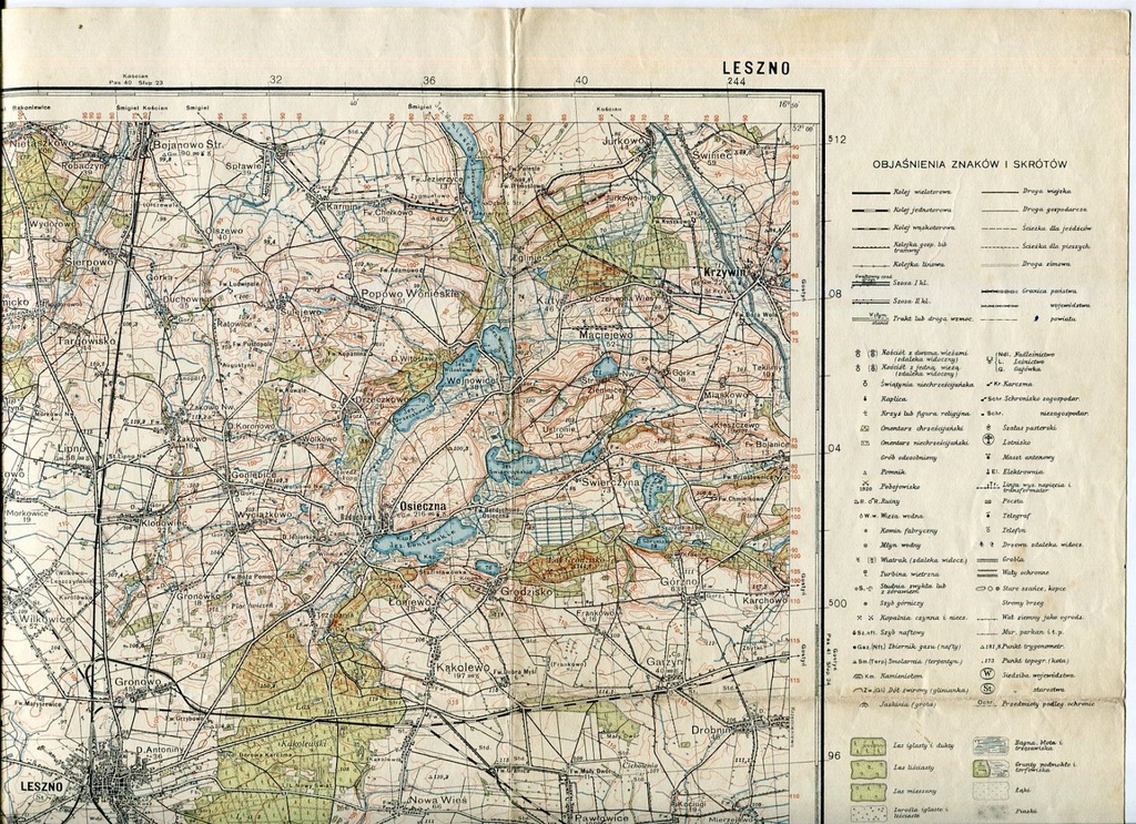 LESZNO PONIEC KRZYWIN :: mapa wojskowa WIG : 1934
