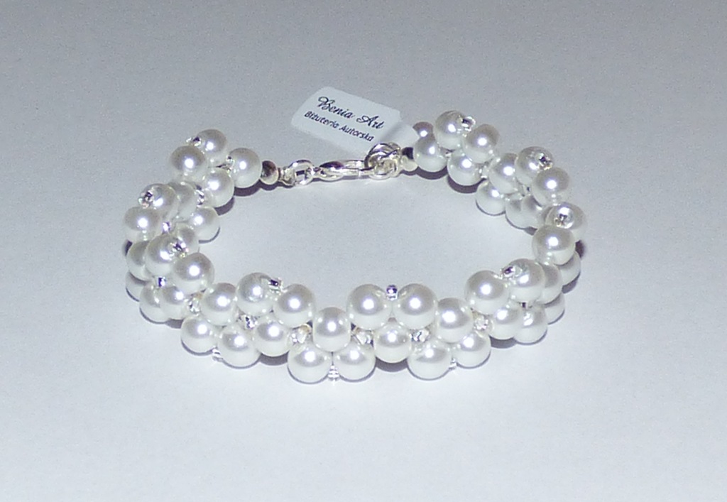 Perłowa bransoletka białe perły ślubna
