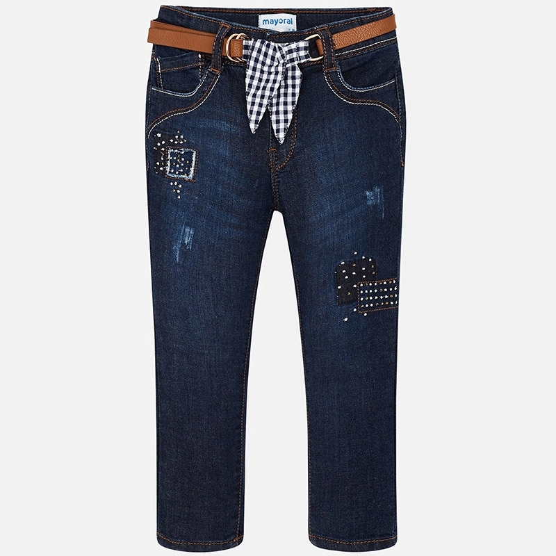 Spodnie jeans z paskiem Mayoral rozm. 110 Ciemne