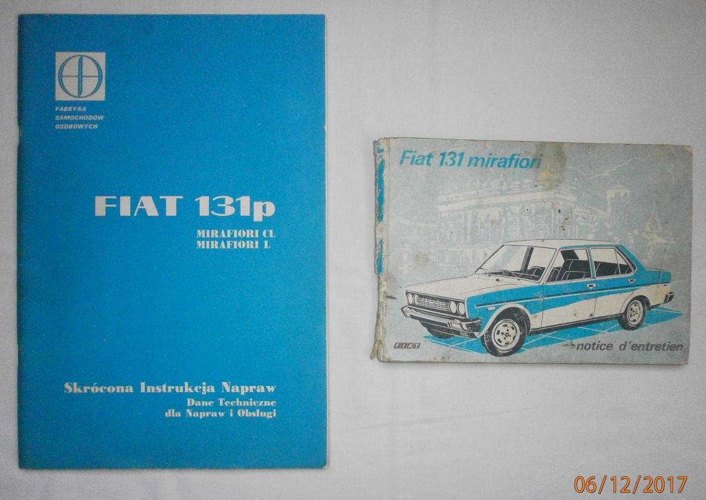 Fiat 131 p Mirafiori - instrukcja napraw + obsługi - 7081394813 - oficjalne  archiwum Allegro