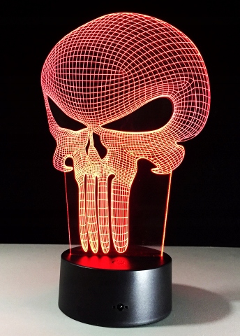Lampka halloween czaszka akrylowa LED RGB