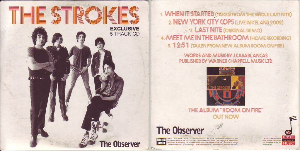 The STROKES - Exclusive 5 track CD /Observer /CD