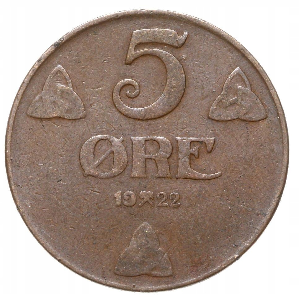 Norwegia - moneta - 5 Ore 1922