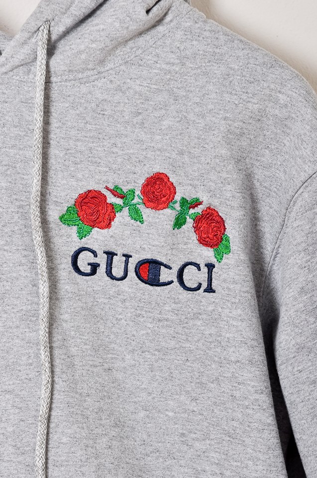 Champion gucci hotsell rose hoodie