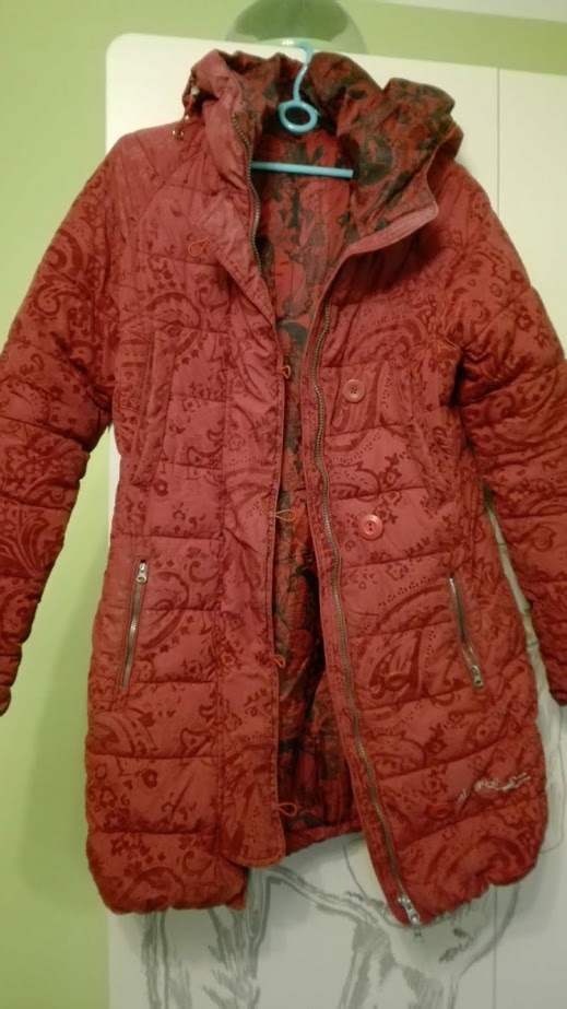 Piękny Płaszcz kurtka czerwień DESIGUAL wzory cudo