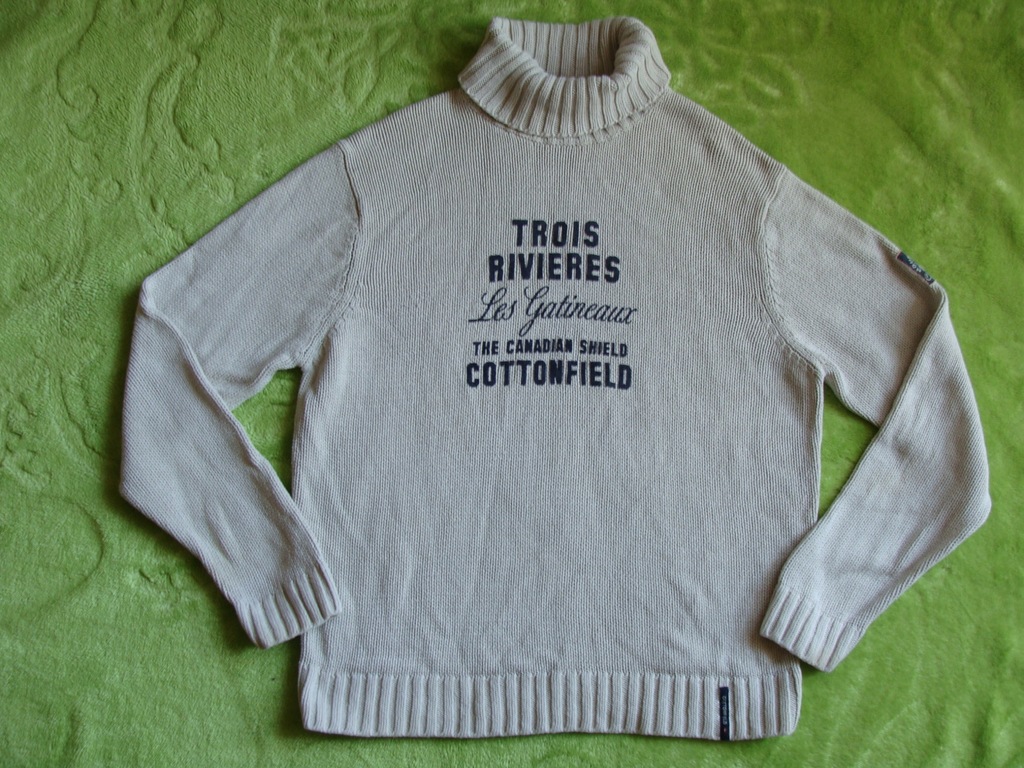 COTTONFIELD sweter męski BAWEŁNA GOLF jasny XL