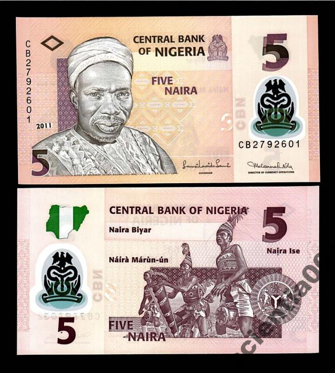 Nigeria 5 NAIRA P-38c 2011 UNC polimer