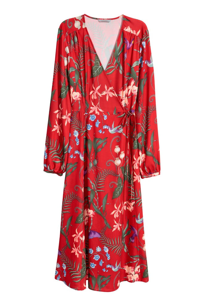 H&M SUKIENKA KIMONO W PTAKI KWIATY L Z223
