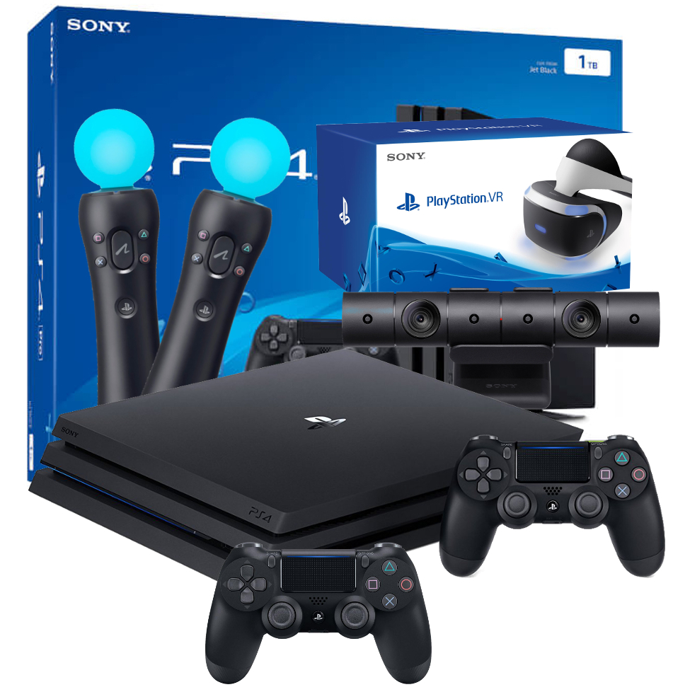 PS4 KONSOLA PRO 1TB+2x PAD+2x MOVE+KAMERA+GOGLE VR - 6961372228 ...