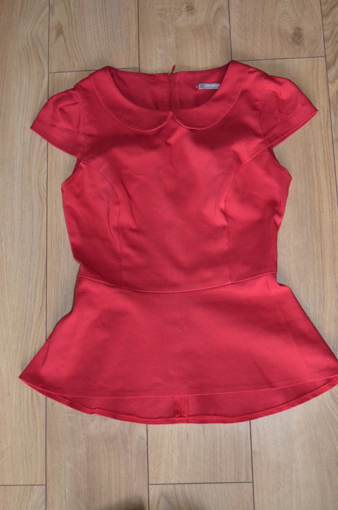 ORSAY czerwona bluzka baskinka kołnierzyk XS / 34