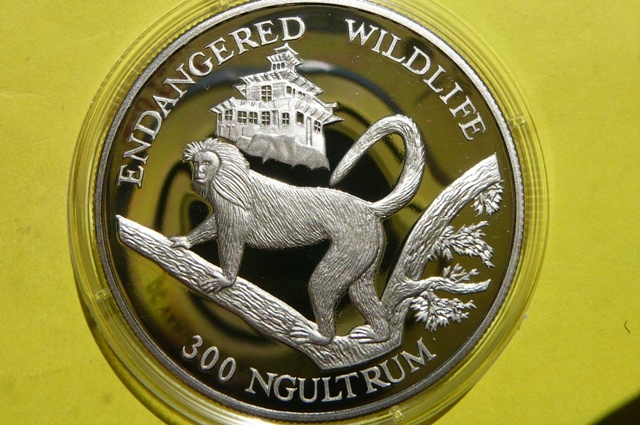 300 NG BHUTAN-MAŁPA LANGUR ZŁOCISTY-SREBRO 925-Oz