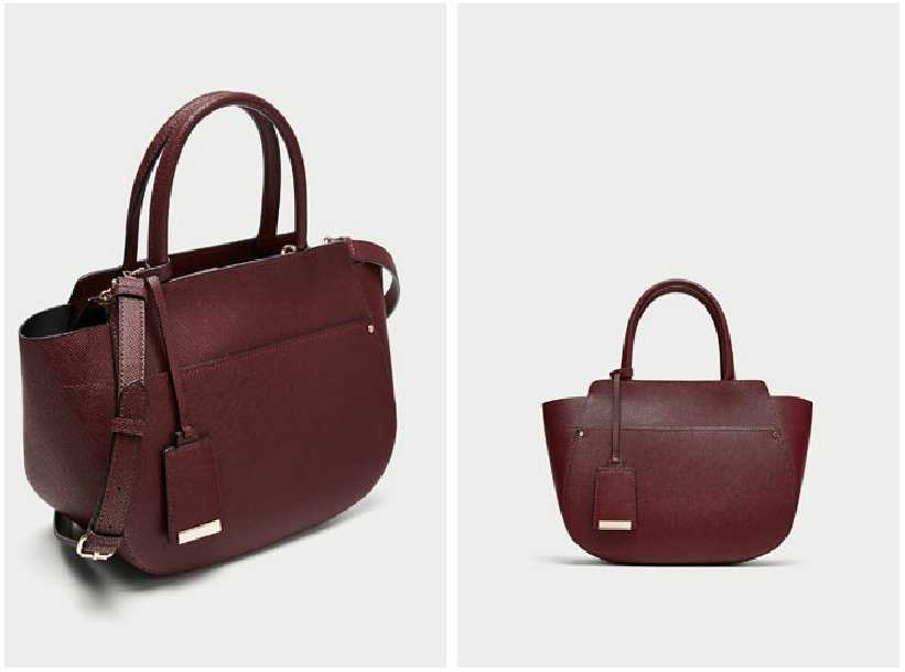 ZARA torebka elegancka bordowa maff sztywna NOWA