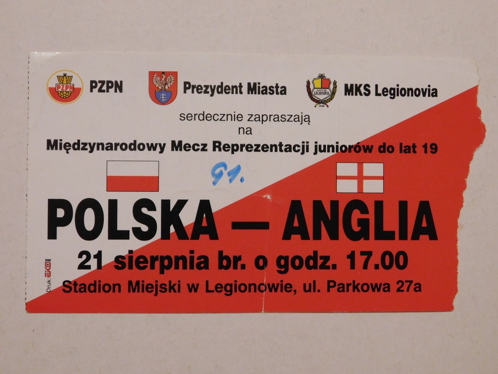 BILET POLSKA ANGLIA U19 LEGIONOWO