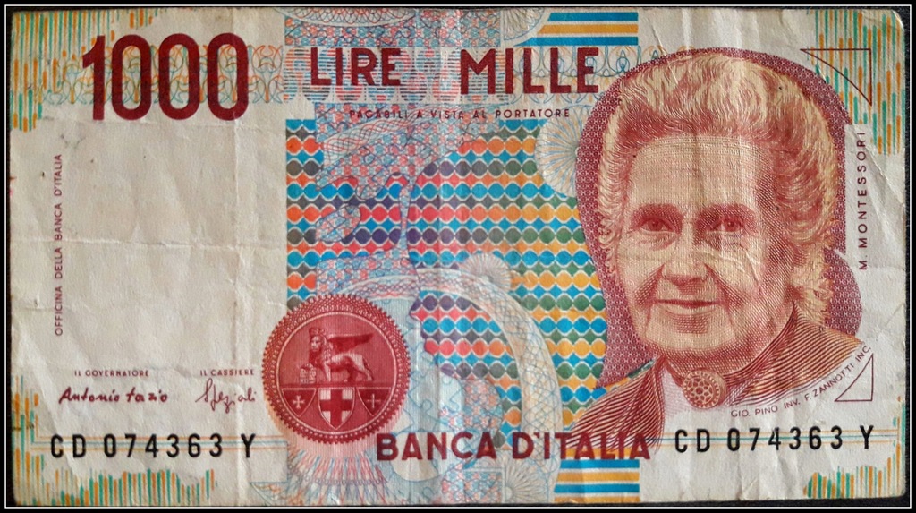 343. Banknot Włochy 1000 Lira 1990r.