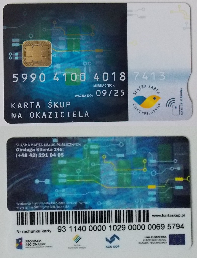 Bilet Komunikacja KZKGOP Katowice Karta ŚKUP