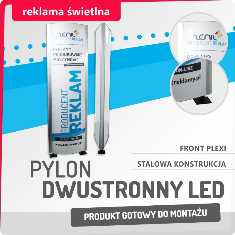 PYLON TOTEM dwustronny LED 100x300cm REKLAMA