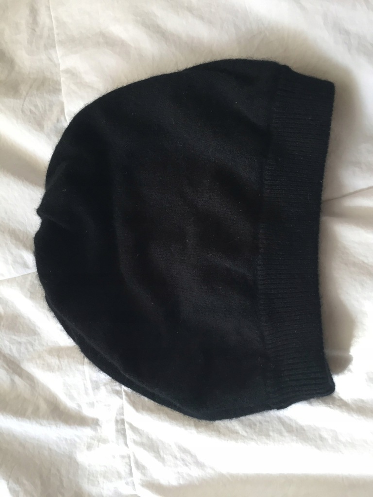 Czarna kaszmirowa czapka beret 100% kaszmir
