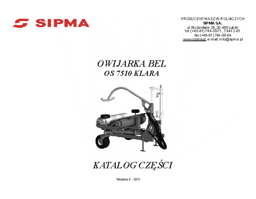 SIPMA OS 7510 Klara - katalog części