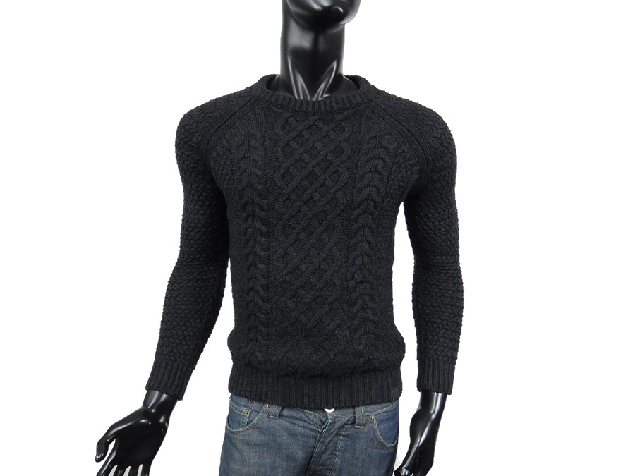 SUPERDRY sweter męski warkocz gruby zima japan S