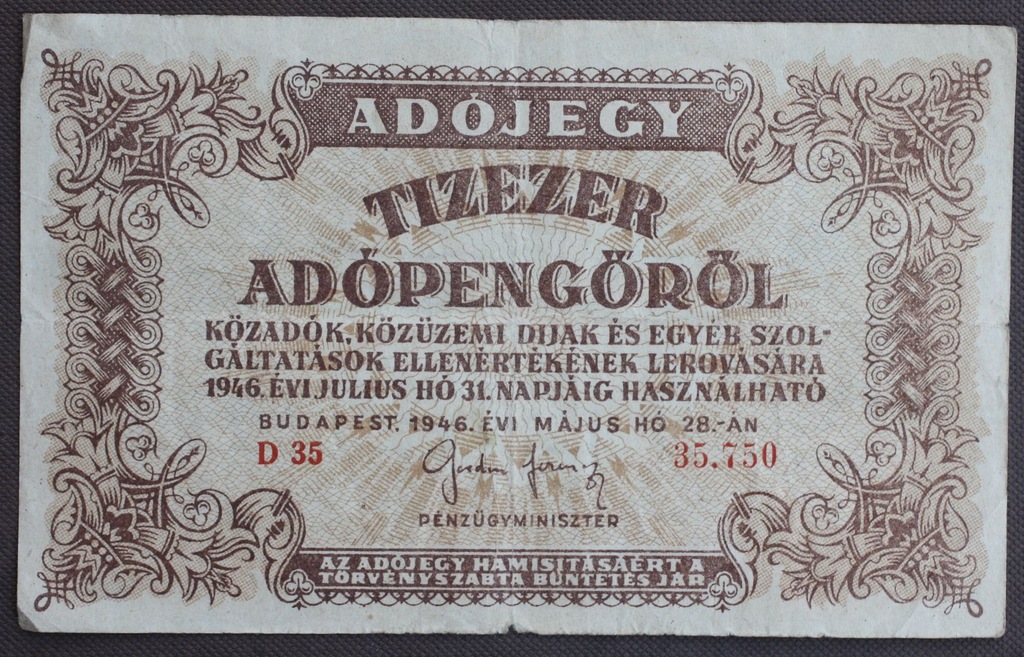 #10000 tizezer pengo 1946 ...od 5,99