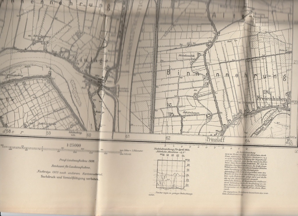 Mapa Wyspa Sobieszewska - Gdańsk 1925r. m26