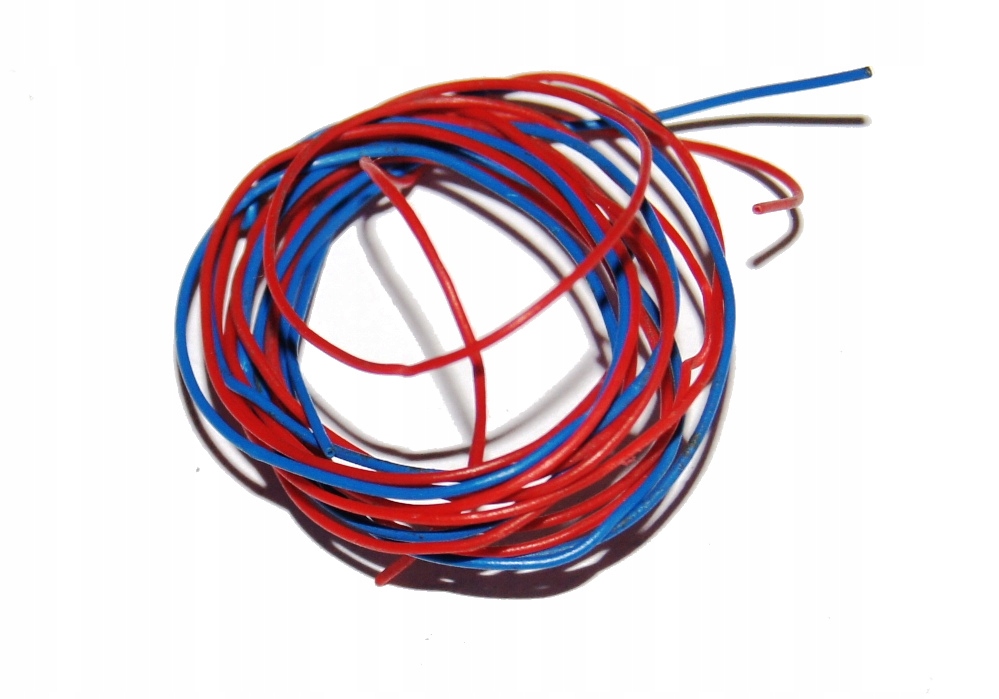 Lekki i cienki kabel 30AWG niebieski i czerwony