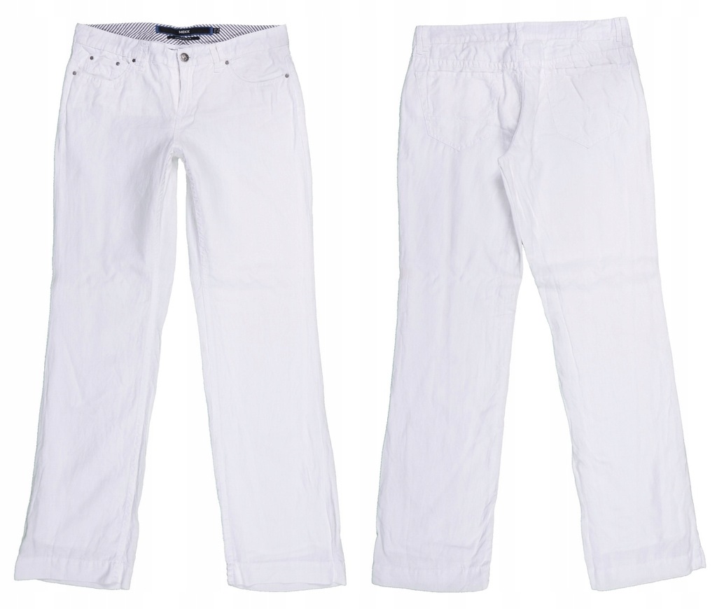 MEXX białe lniane spodnie z podszewką 38 40 MISIZM