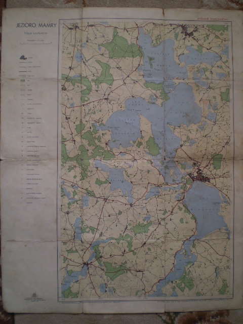 Stara mapa jezior mazurskich Mamry