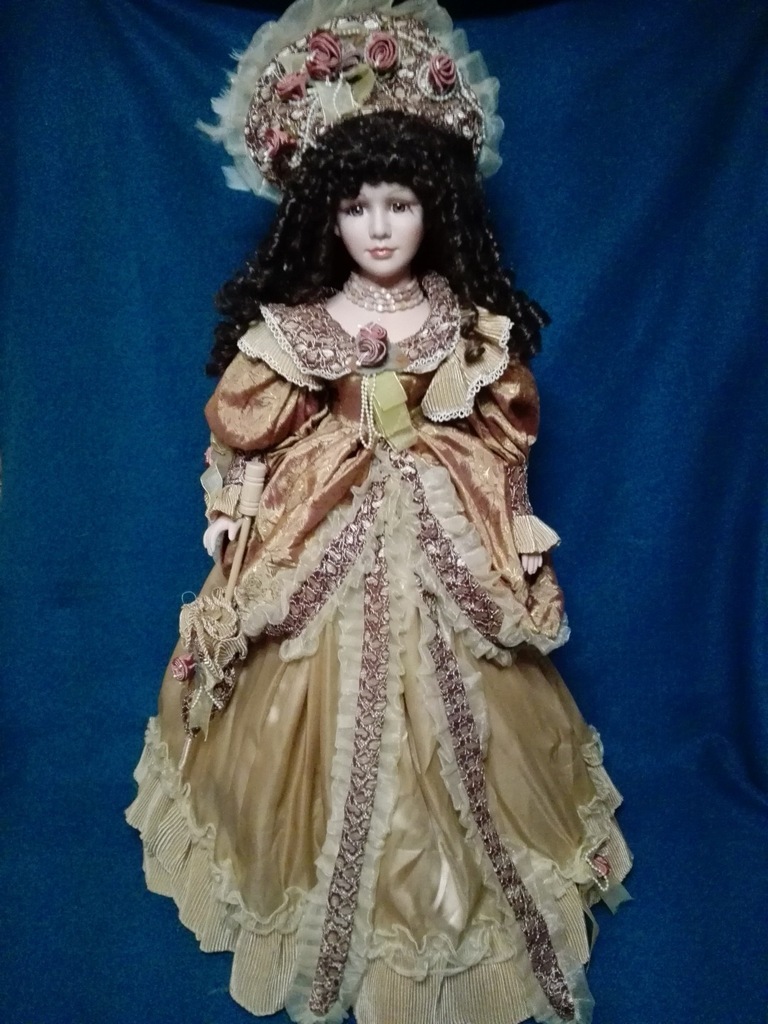 Piękna lalka porcelanowa. Dama 90cm.