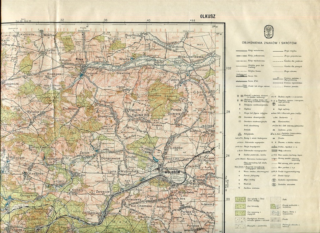 OLKUSZ WOLBROM ZAWIERCIE :: mapa wojskowa WIG 1939