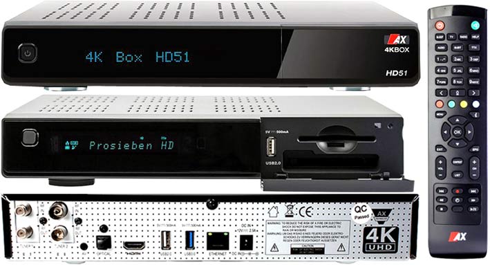 OPTICUM AX 4K BOX HD51 DVB-S2X+DVB-T2/C + DYSK 1TB