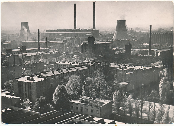 Łódź Widok ogólny kominy 1963r