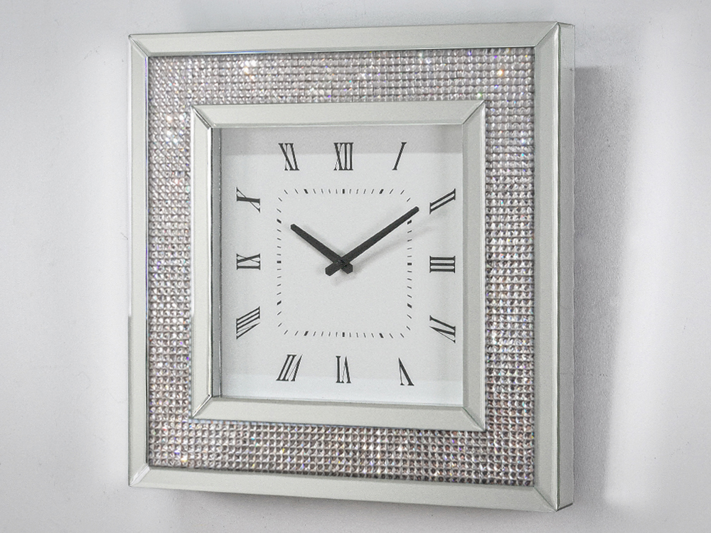 ZEGAR lustrzany kryształki 15JS0016-2 50x50cm