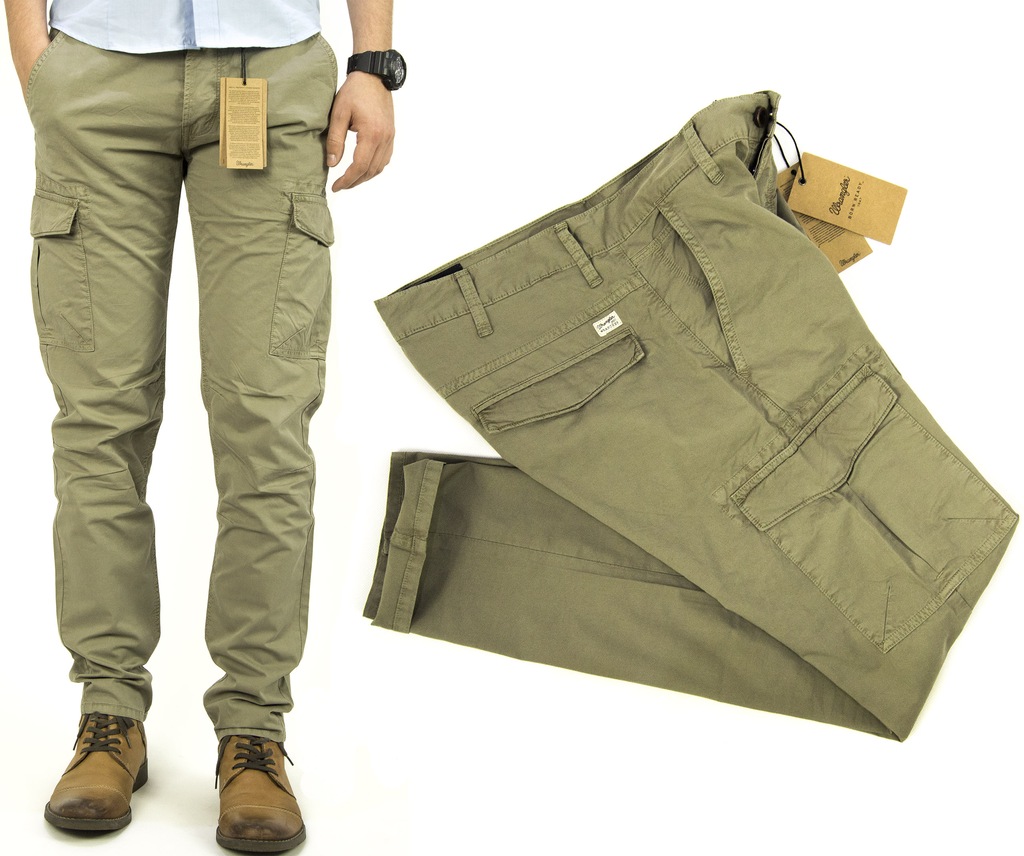 Wrangler Cargo Pants Olive spodnie bojówki W38 L34