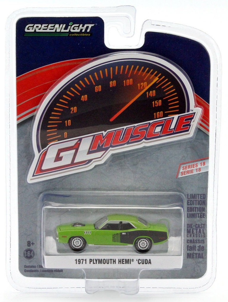 GREENLIGHT 1971 PLYMOUTH HEMI CUDA Gras Green 1/64