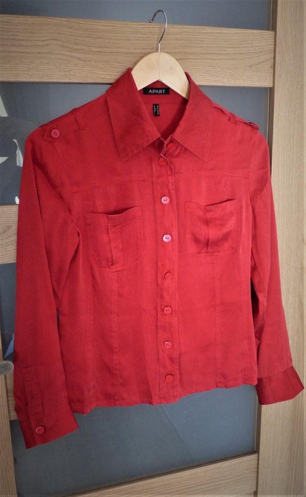 czerwona koszula 100% jedwab S