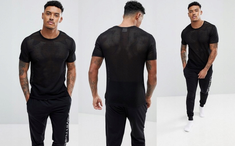 I9H506*CALVIN KLEIN T-SHIRT MĘSKI SIATKA M S04