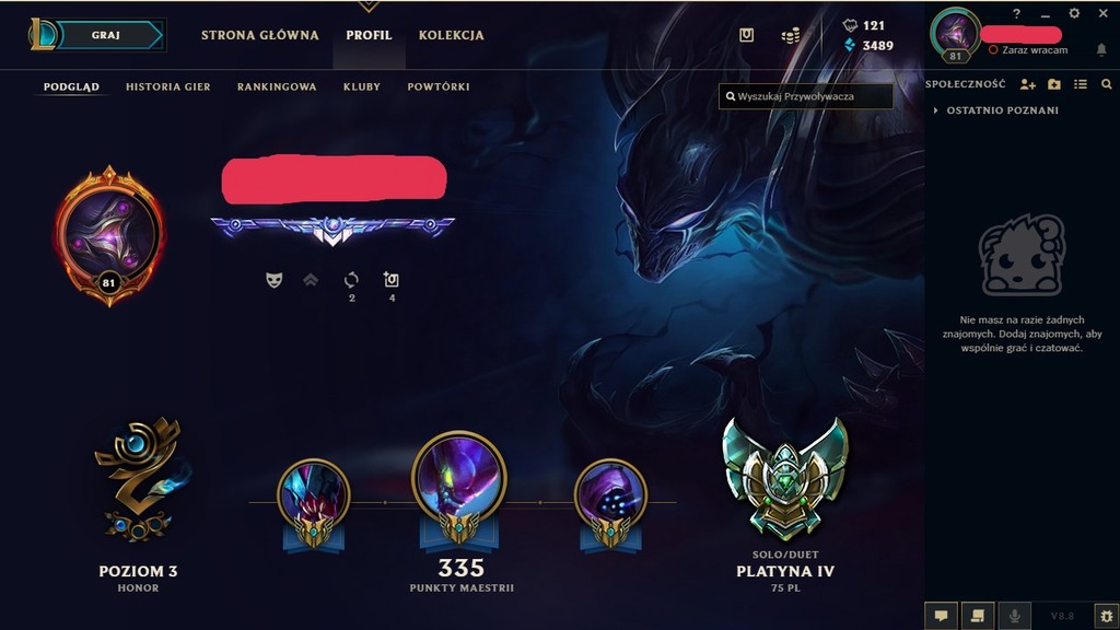 KONTO LOL EUNE PLATINUM IV 133 CHAMPIONY