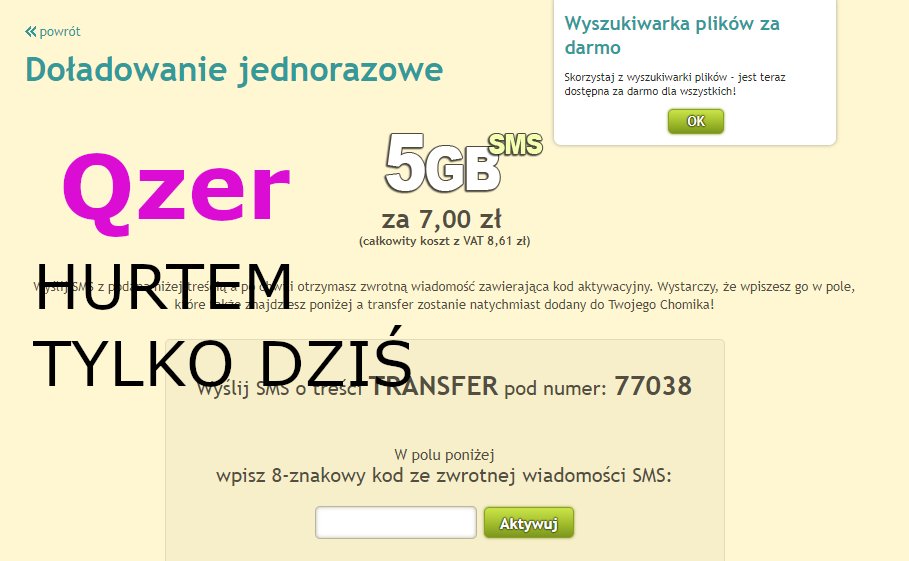 CHOMIKUJ TRANSFER 5 GB - 100 szt.za 200zł