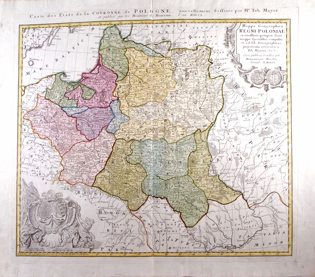 Mapa Polska 1750 rok Tobias Mayer Oryginał