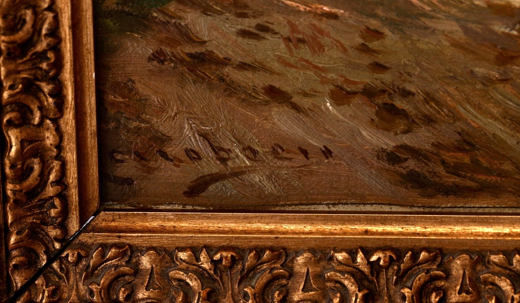 AUGUST JULIUS JACOBSEN 1868 ORYGINAŁ OBRAZ I RAMA 7356789256