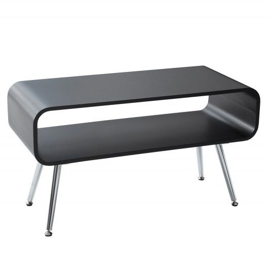 Stolik do salonu ława 90 cm czarna nogi chrom